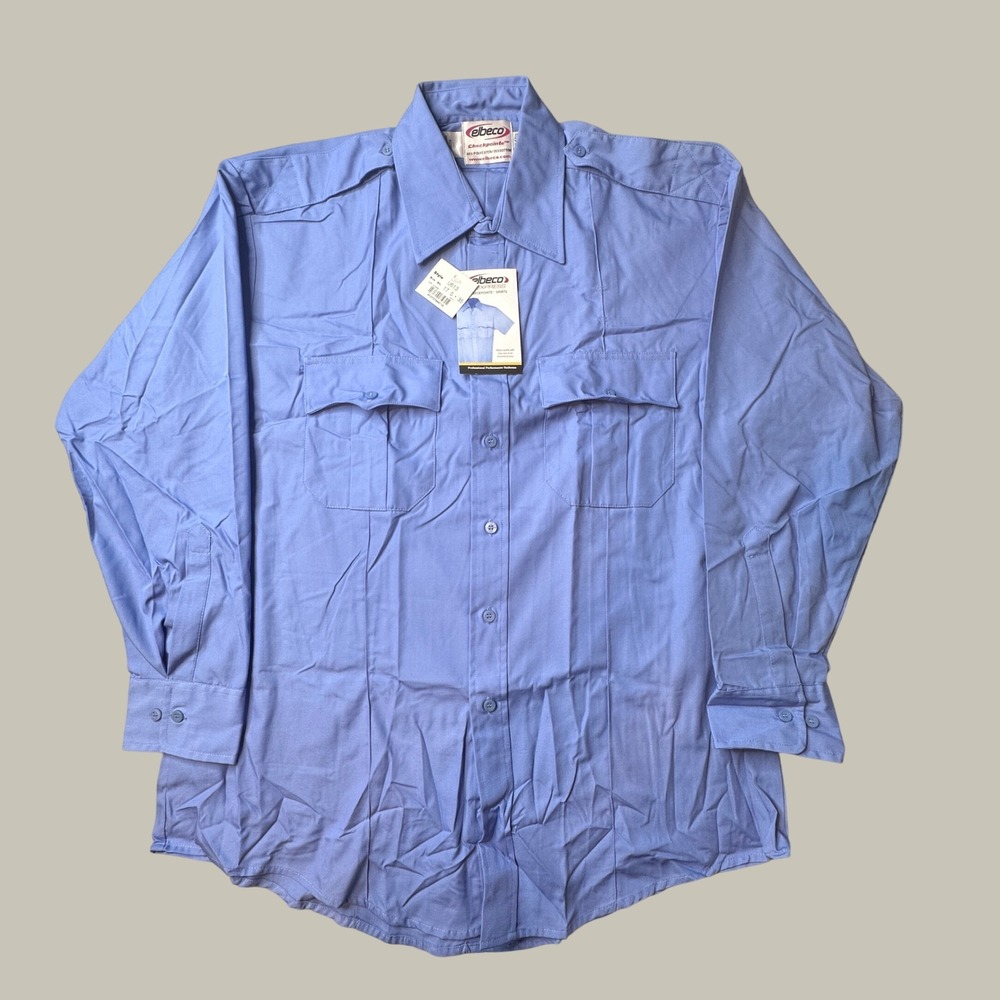Elbeco Shirt Mens XL 17.5 35 Checkpointe U613 Blue Button Down Uniform NEW